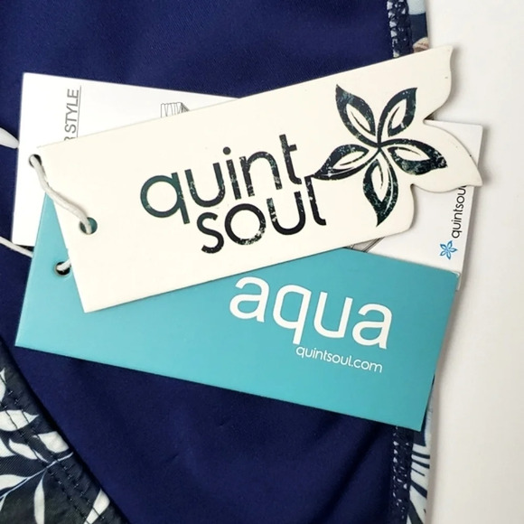 Quint Soul Exuma Navy  Floral Mid & Hi Rise Bikini Bottom Full Rear Size XL - Picture 10 of 15